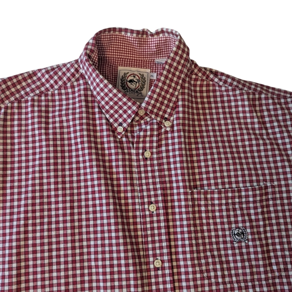 VTG Western Cowboy Cinch Miller Style Red Checkered Gingham SS Shirt Men's XL - Picture 2 of 8